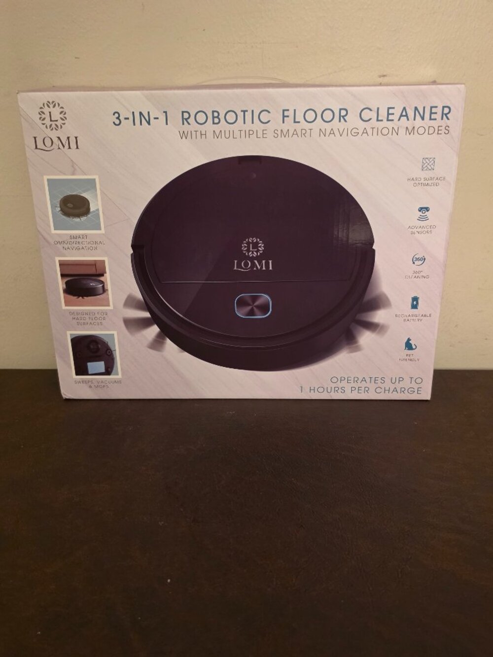 Lomi 3 in 1 Robotic Floor Cleaner Box in Black